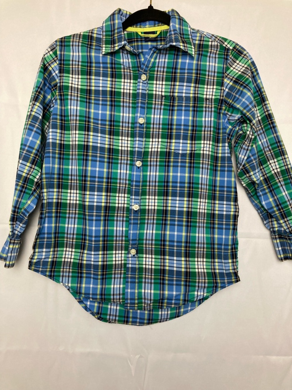GAP kids Plaid Button-Up Shirt - Blue, Green, Yellow